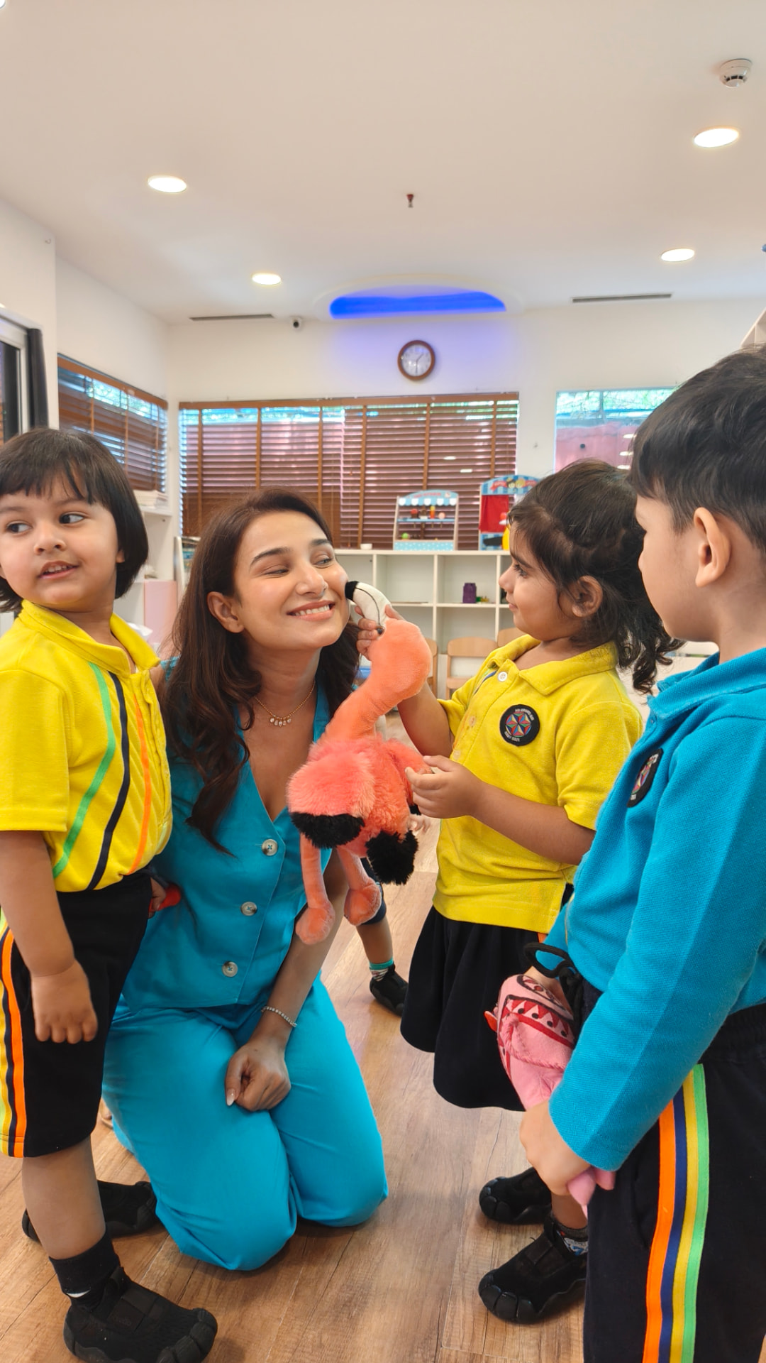 Spardha with children in a classroom
